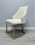 Pair Of 2 Milan Cream And Gold Dining Chair
