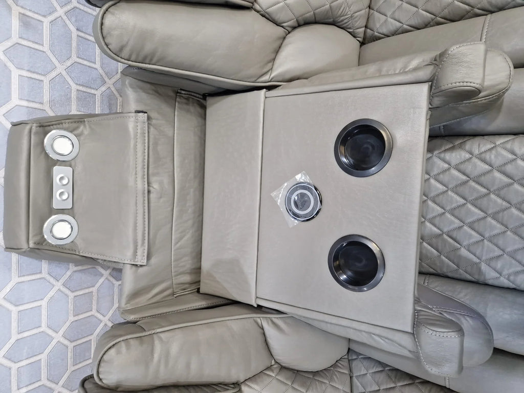 Electric Leather Recliner Grey Roma - 3 Seater Recliner Sofa - 2 Seater Recliner Sofa