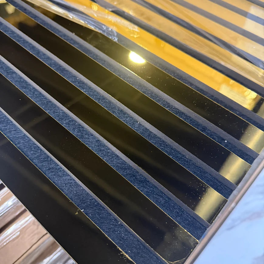 Gold Mirror Effect Acoustic Premium slatted wooden felt back wall Panels 2400mm x 600mm - x1 Panel