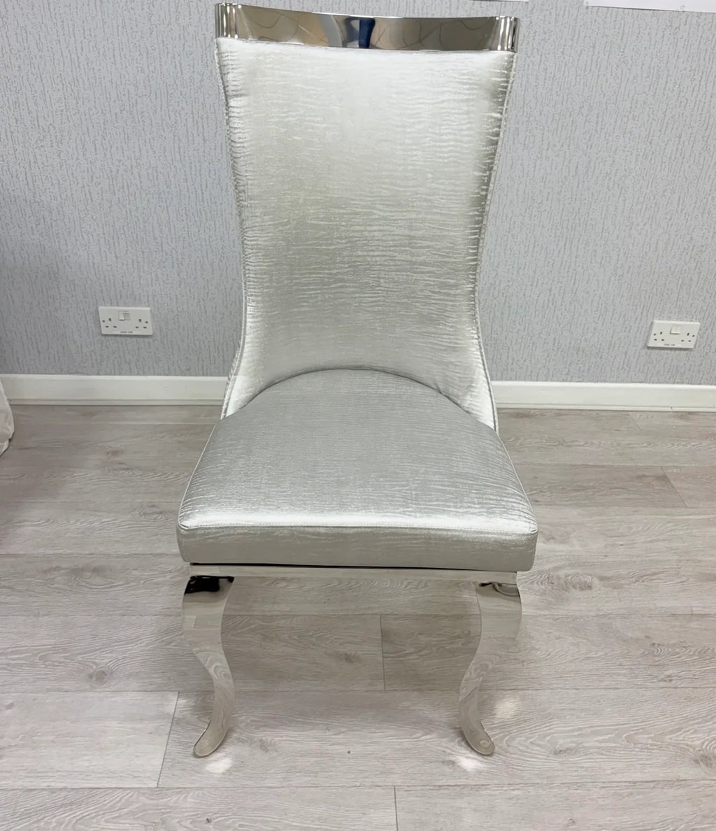 Roxby Silver Dining Chairs Leather| Order 2-4-6-8-10