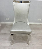 Roxby Silver Dining Chairs Leather| Order 2-4-6-8-10