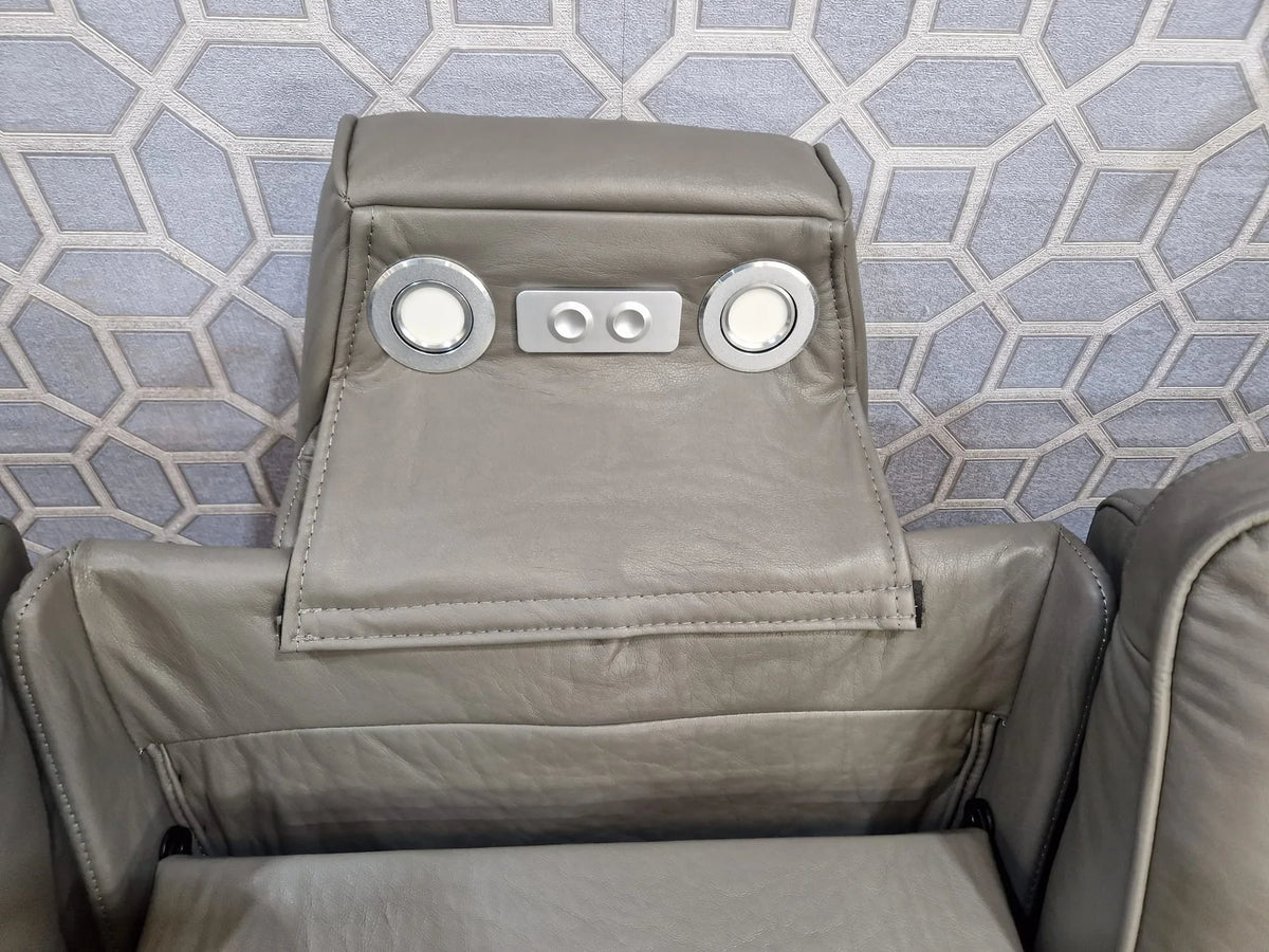 Electric Leather Recliner Grey Roma - 3 Seater Recliner Sofa - 2 Seater Recliner Sofa