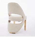 Pair of 2 Santorini Dining Chairs Cream And Gold Plush Velvet