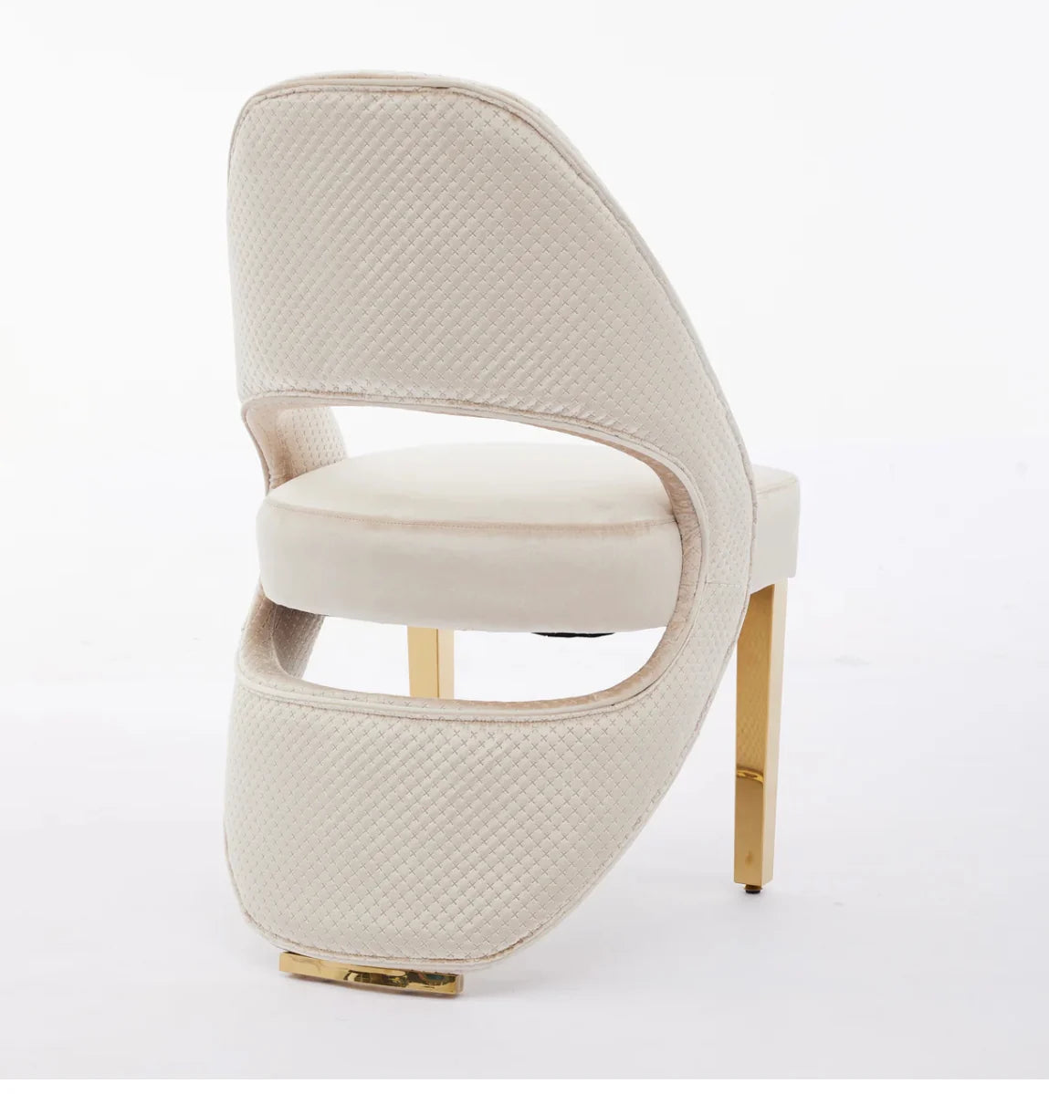 Pair of 2 Santorini Dining Chairs Cream And Gold Plush Velvet