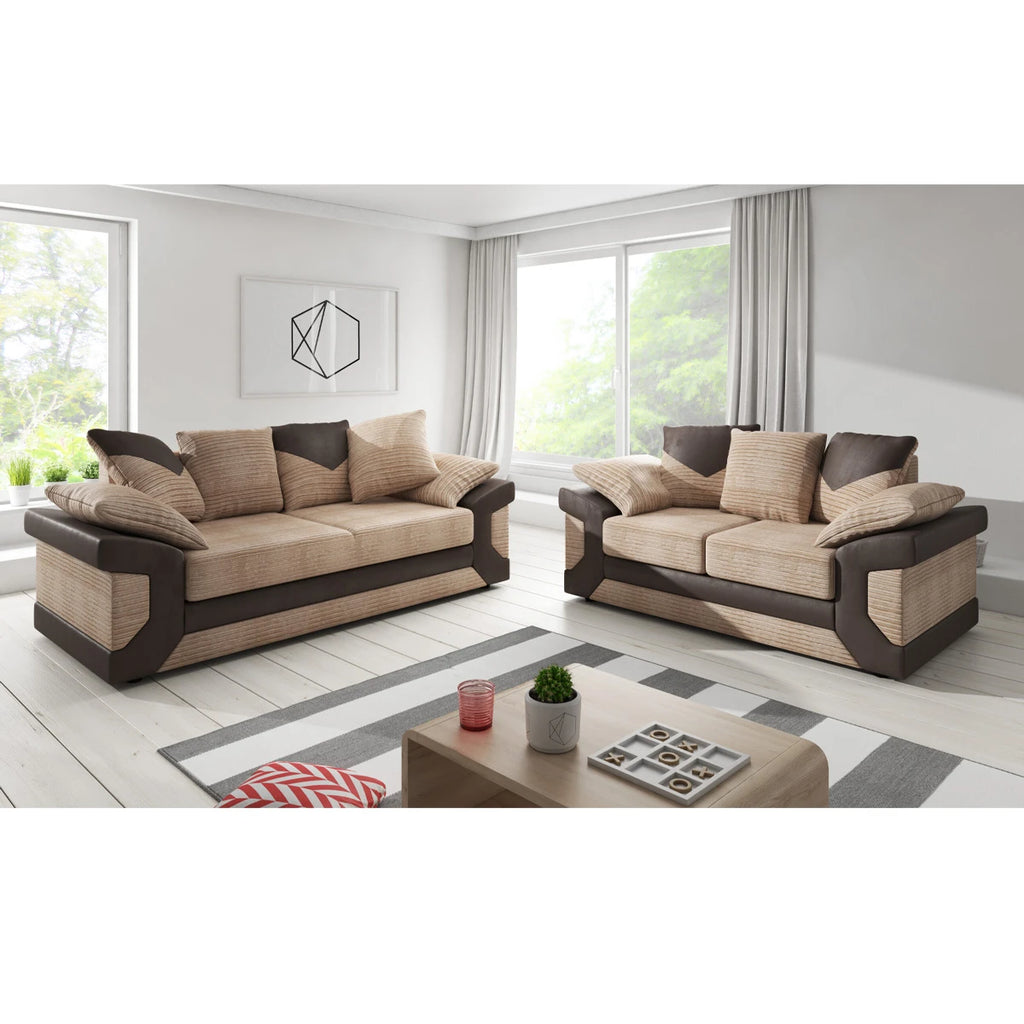 Dino Fabric and Leather Trim 3 + 2 Sofa Suite