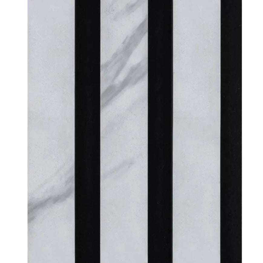 Acoustic White & Grey marble Premium wooden wall Panel 2400mm x 600mm