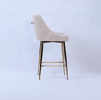 Milan Ivory Cream Velvet Bar Stool with Gold Legs | Luxury Kitchen Breakfast Bar Chair