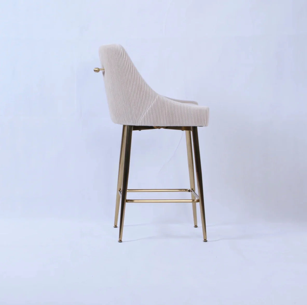Milan Ivory Cream Velvet Bar Stool with Gold Legs | Luxury Kitchen Breakfast Bar Chair