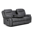 Tara Reclining 2 Piece Sofa Suite Grey Leather Look Fabric 3 + 2
