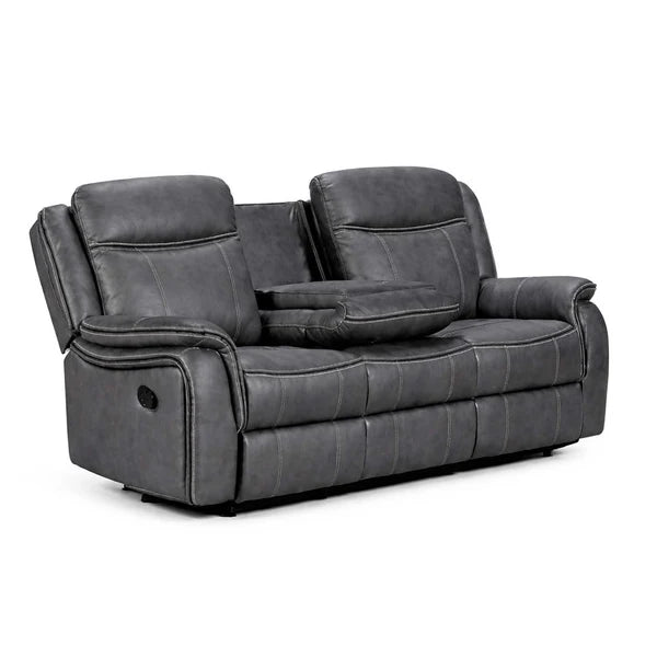 Tara Reclining 2 Piece Sofa Suite Grey Leather Look Fabric 3 + 2