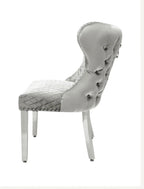 Pair Of 2 Valentino Light Grey - Silver Lion Knocker Chairs