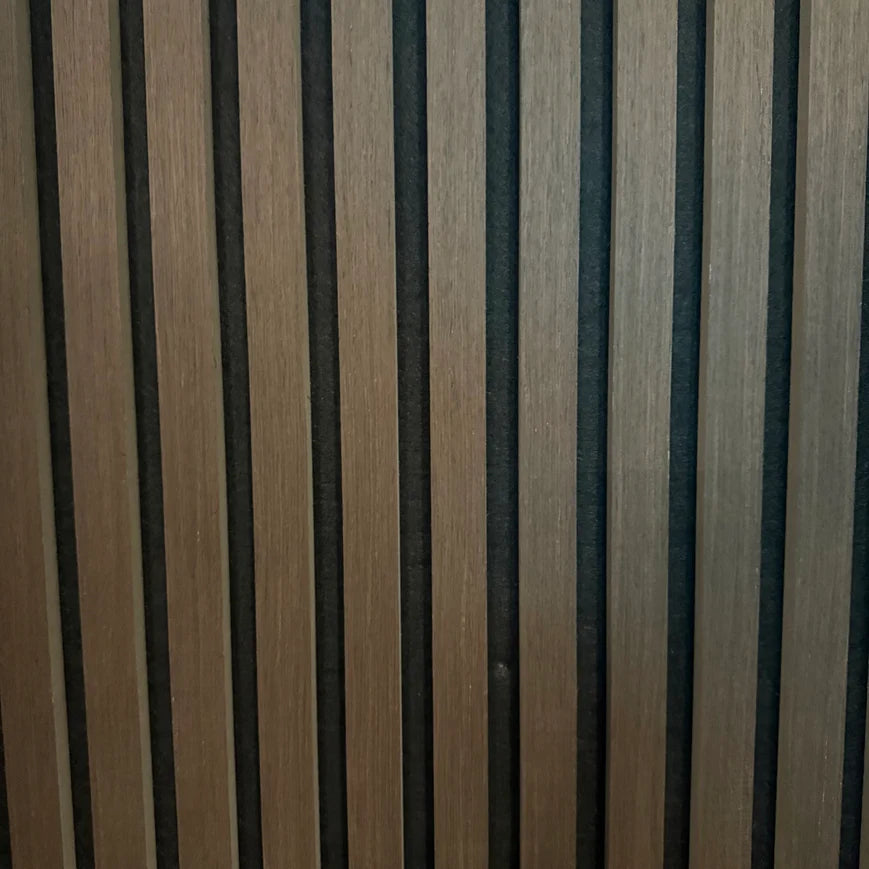 Dark Walnut Acoustic Premium slatted wooden wall Panels 2400mm x 600mm - X1 Panel