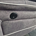 Hannah Electric Recliner Corner Sofa Grey Microfibre Fabric with USB Port, LED Lights & Cup Holders