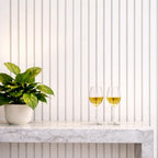 Snow White on white felt back Acoustic Premium slatted wooden wall Panels 2400mm x 60mm x 17mm - X1 Panel