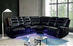 Recliner Corner Sofa Electric Black Leather