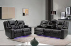 Electric Recliner Sofa Black Roma 3 Seater Recliner Sofa & 2 Seater Recliner Sofa