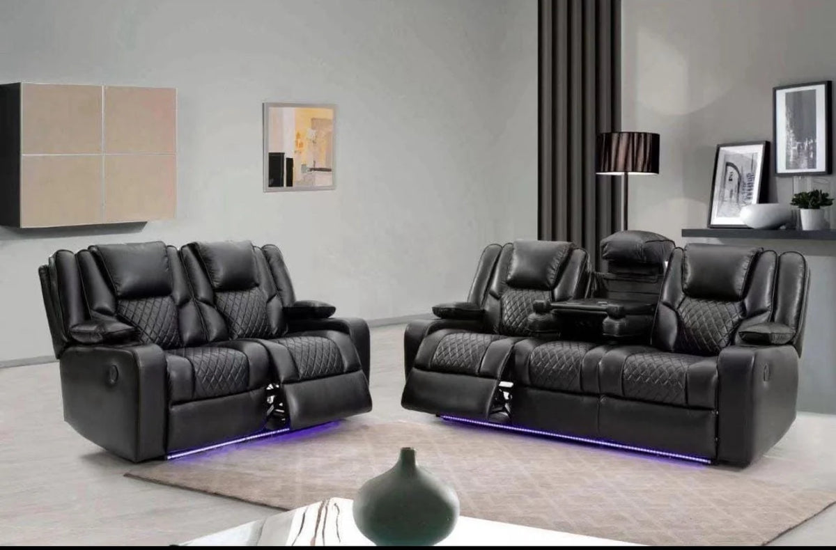 Electric Recliner Sofa Black Roma 3 Seater Recliner Sofa & 2 Seater Recliner Sofa