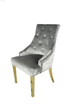 Chelsea Gold 1.3m Round Marble Dining Table and Roma Gold Lion Knocker Dining Chairs Set