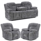 Unico Range Electric Power Grey Fabric Recliners 3, 2 Seater Armchair