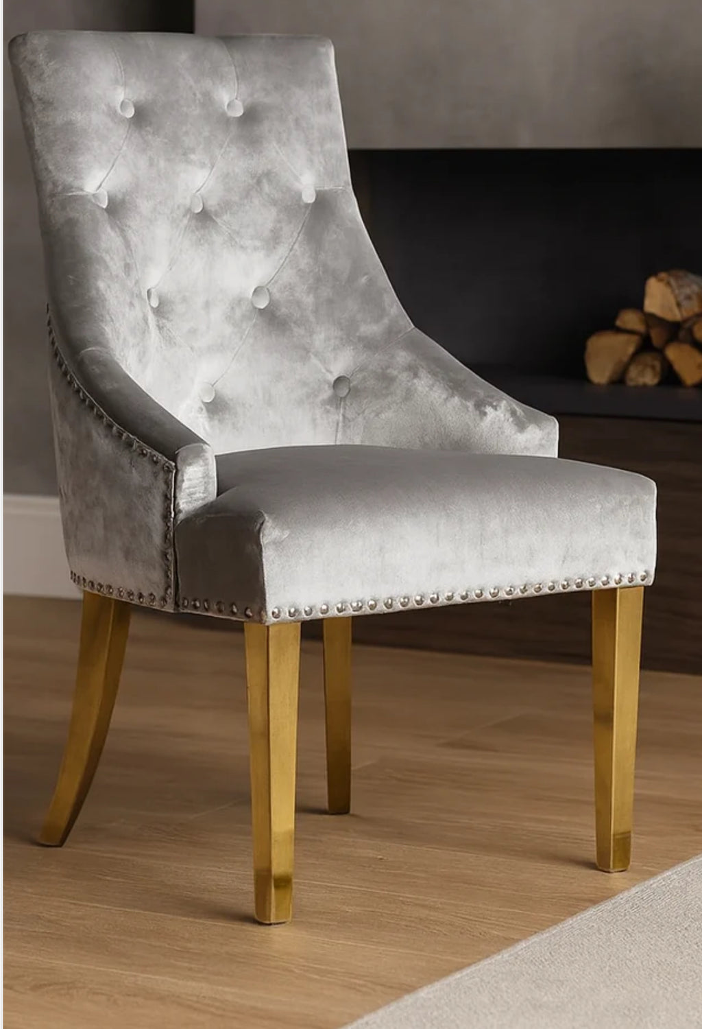Chelsea Gold 1.3m Round Marble Dining Table and Roma Gold Lion Knocker Dining Chairs Set