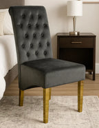 Pair Of 2 Sofia Grey & Gold Knocker Dining Chair
