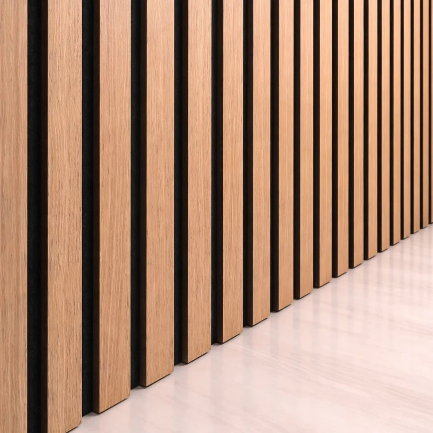 Natural Oak Acoustic slatted wooden felt back wall Panels 2400mm x 600mm - x1 Panel