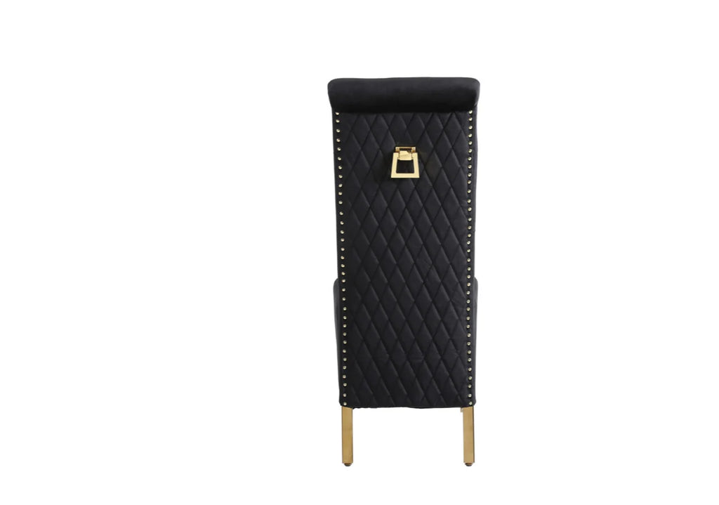 Pair Of 2 Sofia Black & Gold Square Knocker Dining Chair