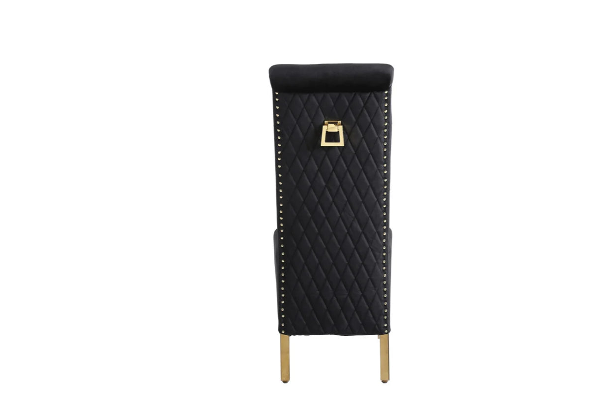 Pair Of 2 Sofia Black & Gold Square Knocker Dining Chair