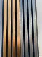 Gold/Black PVC Slatted Wall Panels UK – Waterproof Decorative Wood Effect Finish