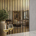 Gold Mirror Effect Acoustic Premium slatted wooden felt back wall Panels 2400mm x 600mm - x1 Panel