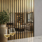 Gold Mirror Effect Acoustic Premium slatted wooden felt back wall Panels 2400mm x 600mm - x1 Panel