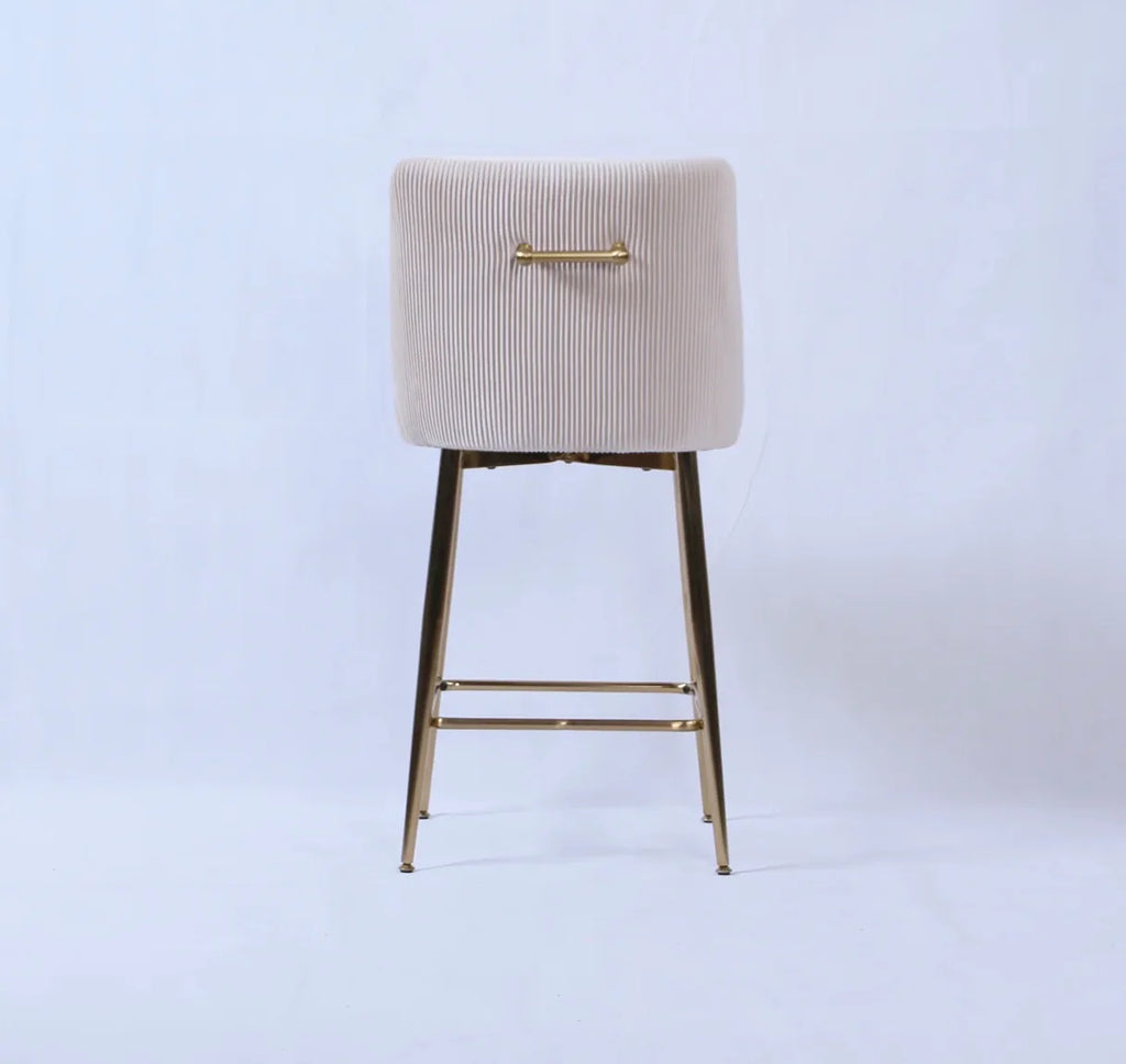 Milan Ivory Cream Velvet Bar Stool with Gold Legs | Luxury Kitchen Breakfast Bar Chair