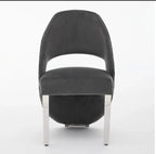 Pair of 2 Santorini Dining Chairs Grey Plush Velvet Chrome Leg