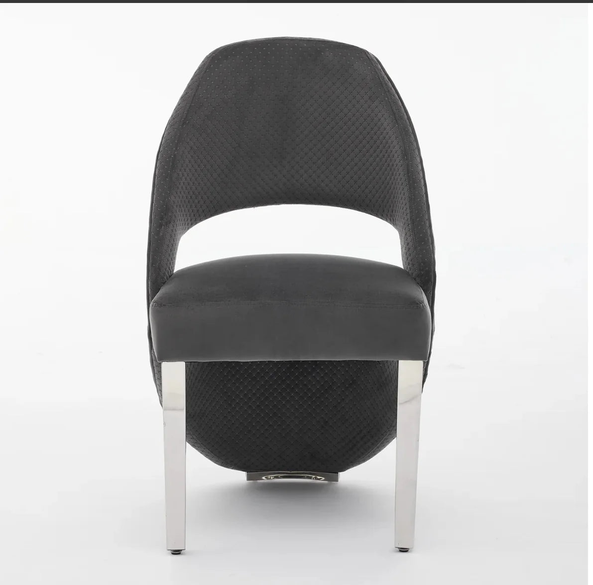 Pair of 2 Santorini Dining Chairs Grey Plush Velvet Chrome Leg