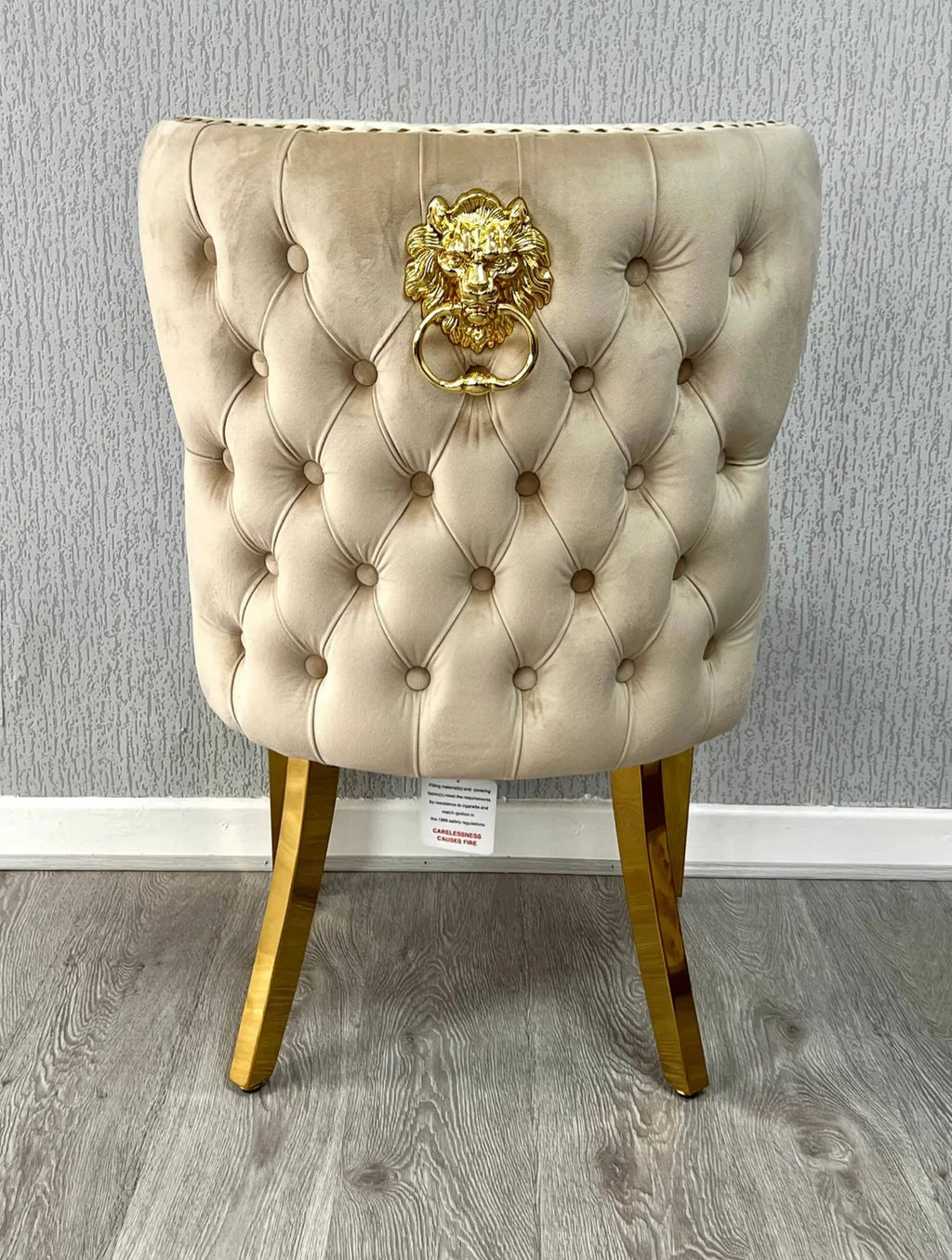 Pair Of 2 Valentino Mink Gold Lion Velvet Chair