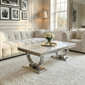 Orvar 130cm Chrome Coffee Table with White Marble Top