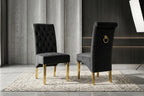 London White & Gold Marble Dining Table with Cream And Gold Lucy Velvet Dining Chairs