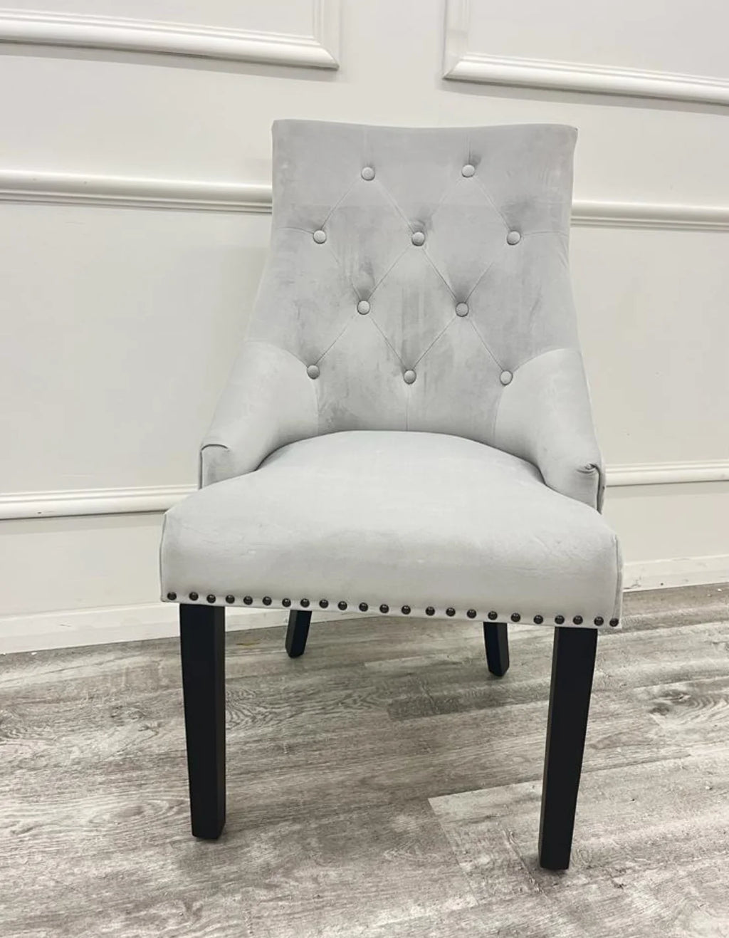 Pair Of 2 Bentley Light Grey Dining Chair Black Leg
