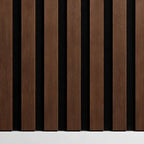 Dark Walnut Acoustic Premium slatted wooden wall Panels 2400mm x 600mm - X1 Panel