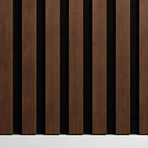 Dark Walnut Acoustic Premium slatted wooden wall Panels 2400mm x 600mm - X1 Panel