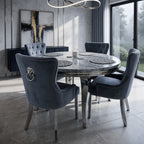 Louis Round Marble Dining Table With 4 Chelsea Knockerback Chairs