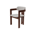 Claria Walnut Dining Chair in Oatmeal Boucle – Wooden Frame Upholstered Seat
