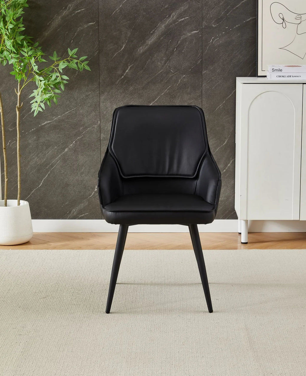 Pair of Palermo Black Leather Chairs