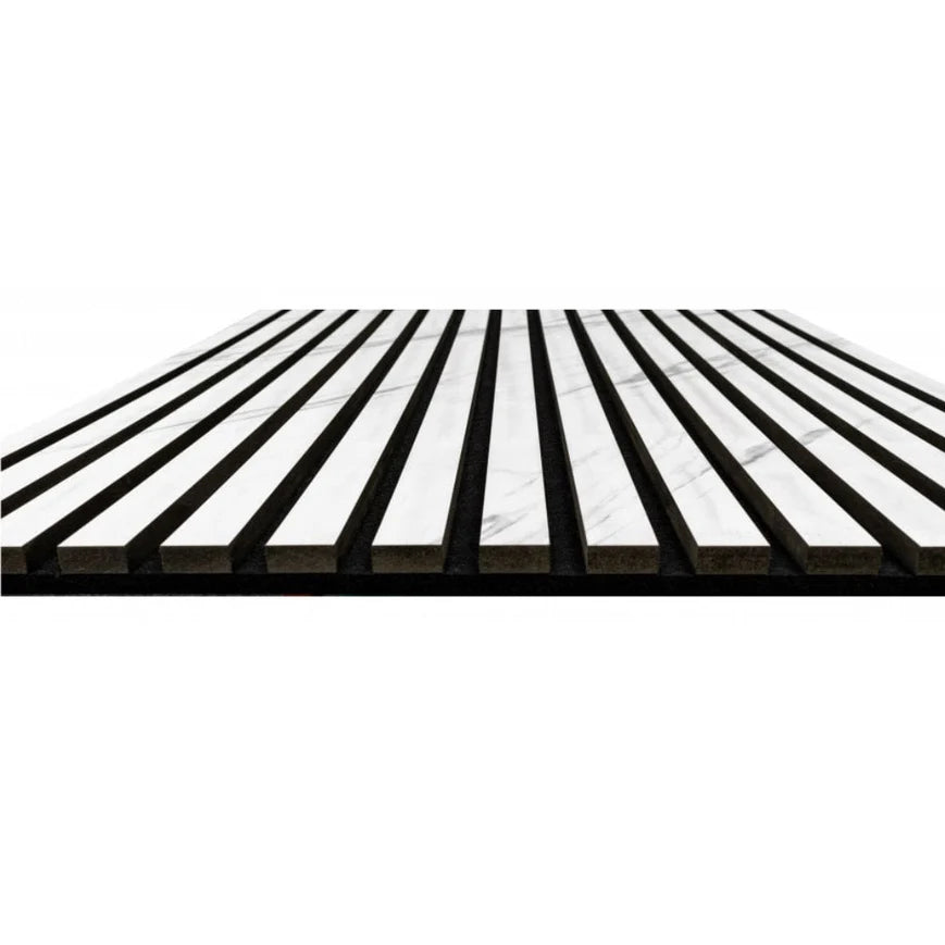 Acoustic White & Grey marble Premium wooden wall Panel 2400mm x 600mm