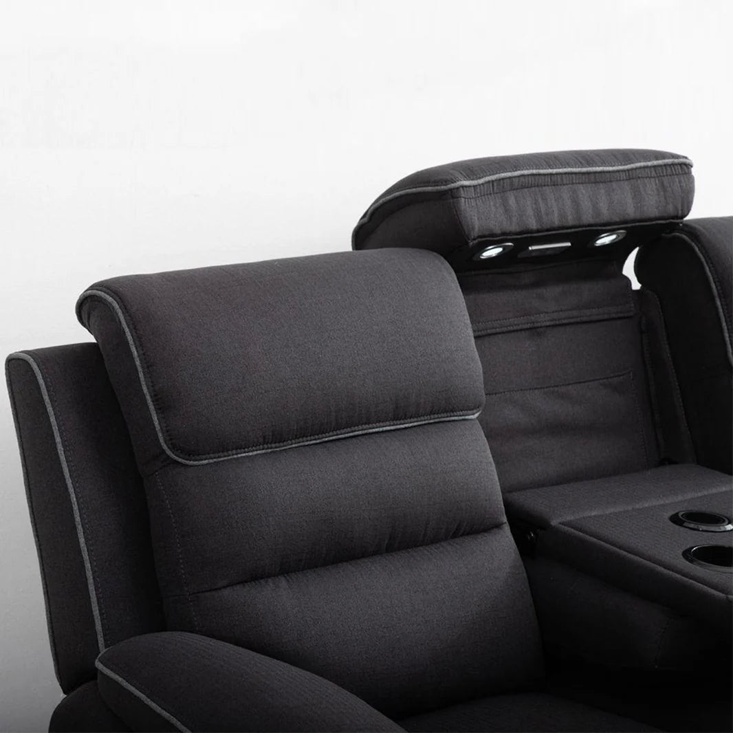 Milano Fabric Platinum 3+2  Electric Recliner Set -Mood Lights/USB Charging