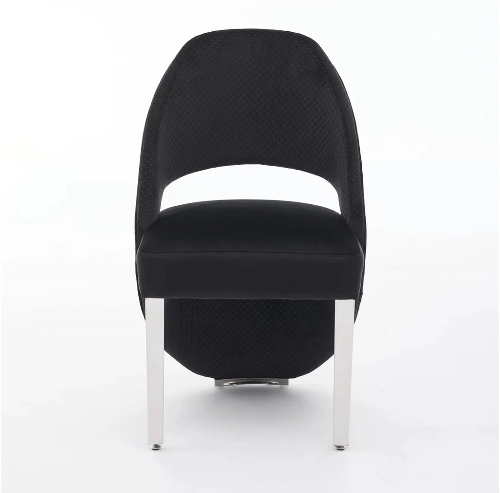 Santorini Black Plush Velvet Dining Chair Chrome Leg