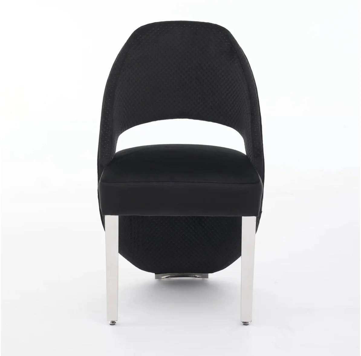 Santorini Black Plush Velvet Dining Chair Chrome Leg