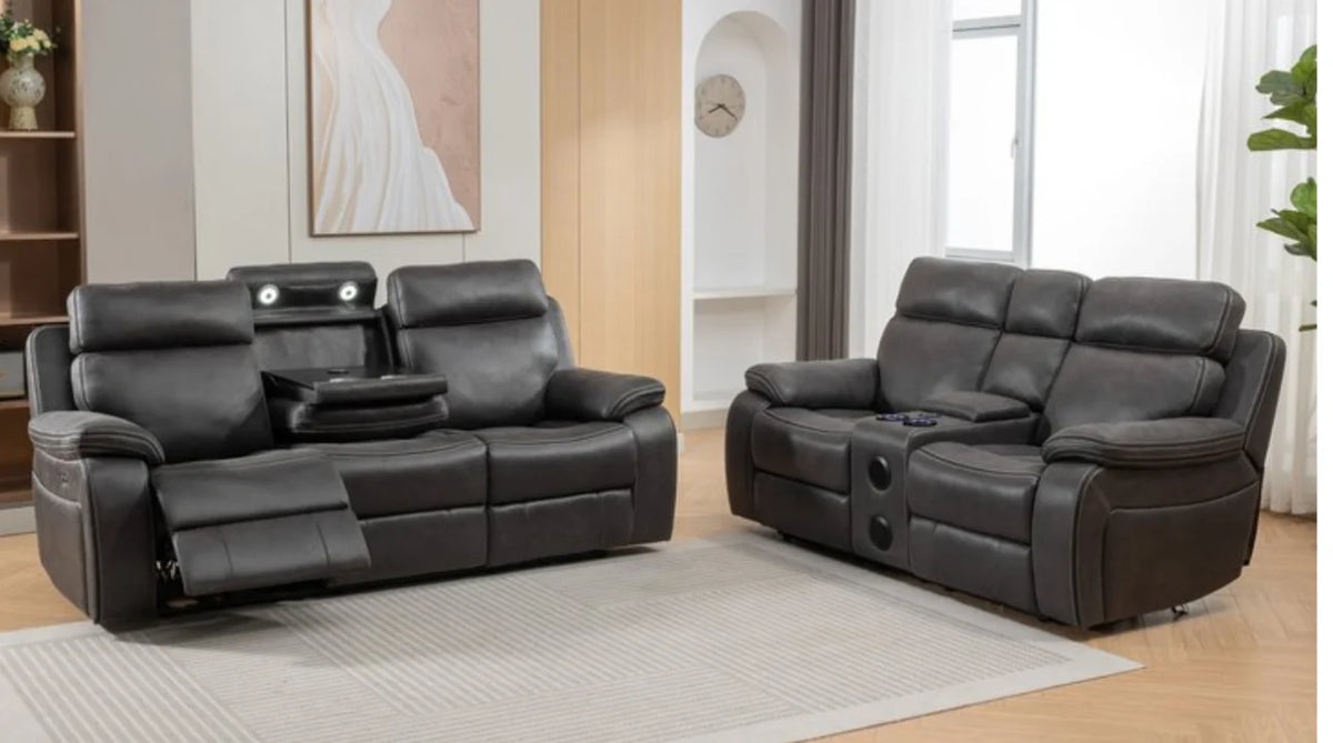 TECHNO Electric Recliner Sofa - 3 Seater ReclinerSofa - 2 Seater Recliner Sofa Grey