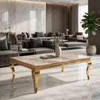 Louise Gold & Beige Marble Coffee Table – Modern UK Living Room Table