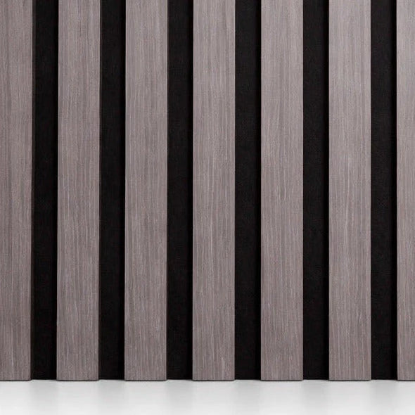 Light Grey Acoustic Premium slatted wooden felt back wall Panels 2400mm x 600mm - x1 Panel